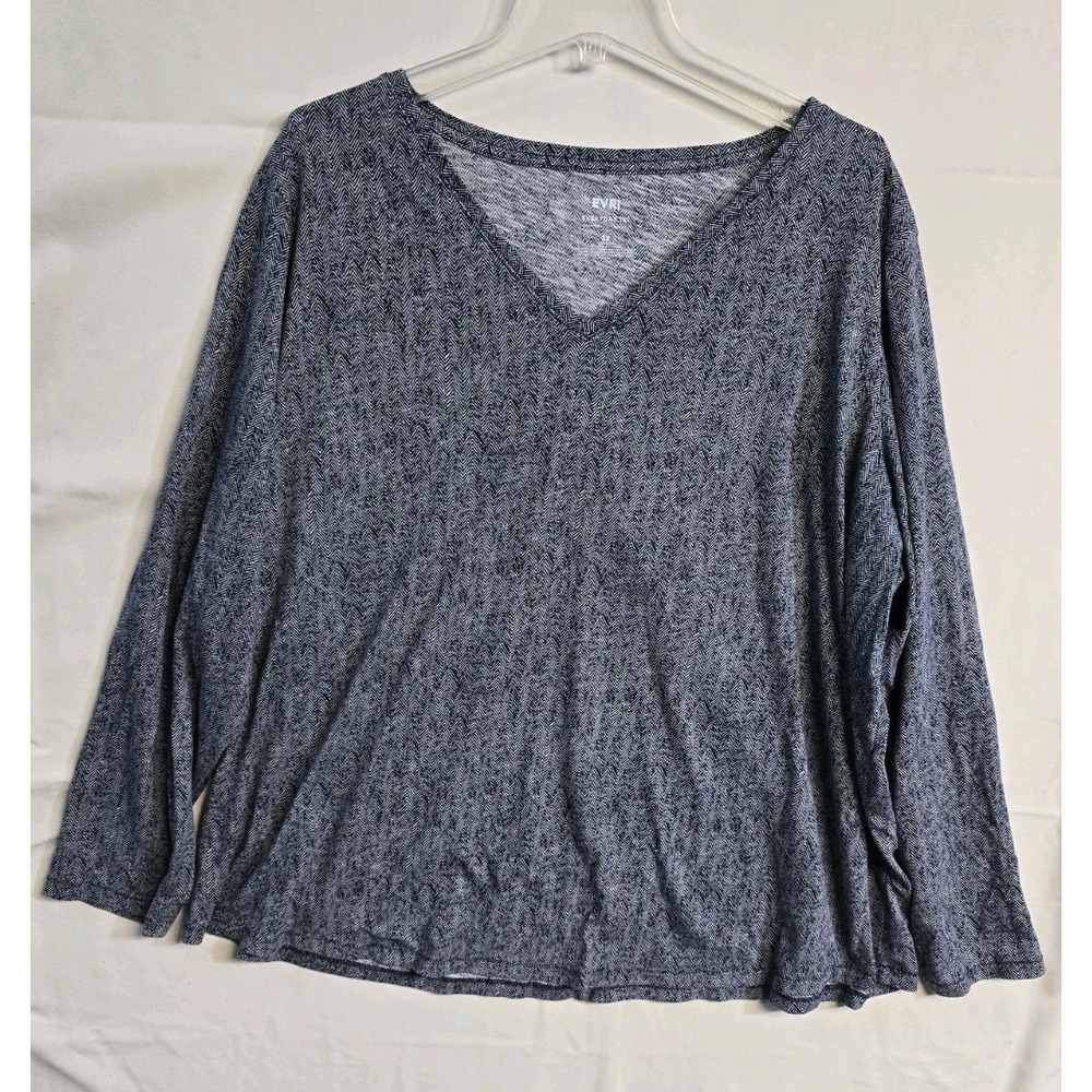 EVRI Everyday Tee Top Relaxed Fit Super Soft Long Sleeves 3X Chevron